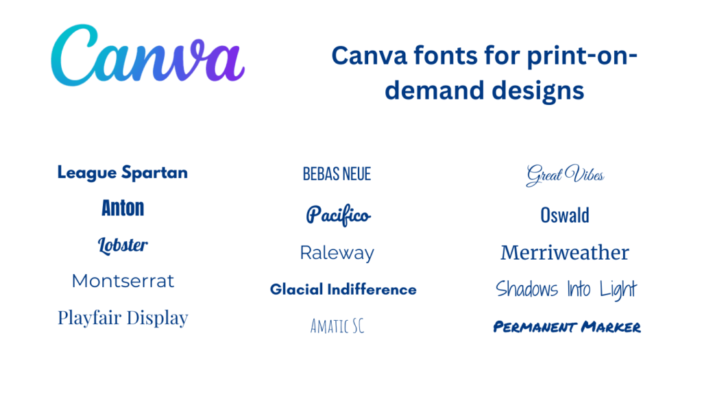 best print on demand fonts in canva​